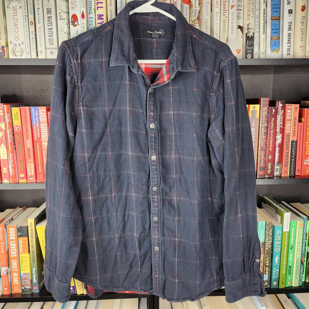 Treasure & Bond Dark Plaid Button Down Shirt